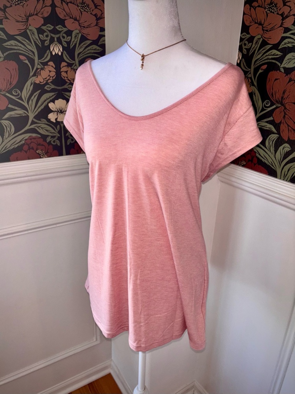 Soft Pink Tunic Top Short Sleeve Flowy Casual Cottagecore - Picture 3 of 7